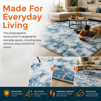 200x300cm Large Floor Soft Blue Fluffy Rug – Modern Area Carpet for Bedroom & Lounge