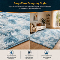 200x300cm Large Floor Soft Blue Fluffy Rug – Modern Area Carpet for Bedroom & Lounge