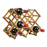 Wooden Wine Rack Freestanding 10 Bottles Countertop Storage