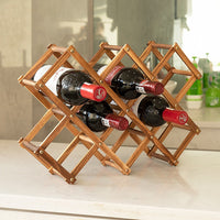 Wooden Wine Rack Freestanding 10 Bottles Countertop Storage