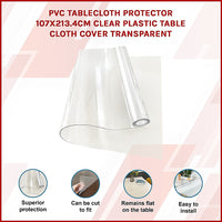 PVC Tablecloth Protector 107X213.4CM Clear Plastic Table Cloth Cover Transparent