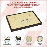 7 Slot Velvet Ring Earring Tray Storage Jewellery Display Display Stackable