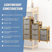 Bamboo Shelf with Storage Hamper - Wooden Bamboo Removable Bags