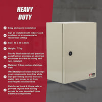 Carbon Steel Electrical Enclosure Box IP65 Wall Mount 400 x 300 x 200 mm