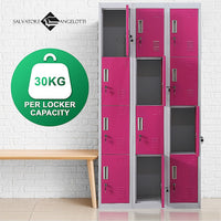 12-Door Locker for Office Gym Shed School Home Storage - Standard Lock with 2 Keys