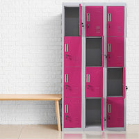 12-Door Locker for Office Gym Shed School Home Storage - Standard Lock with 2 Keys