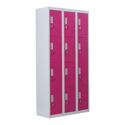 12-Door Locker for Office Gym Shed School Home Storage - Padlock-operated