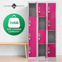 12-Door Locker for Office Gym Shed School Home Storage - 3-Digit Combination Lock