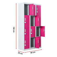 12-Door Locker for Office Gym Shed School Home Storage - 3-Digit Combination Lock