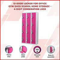 12-Door Locker for Office Gym Shed School Home Storage - 4-Digit Combination Lock