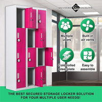 12-Door Locker for Office Gym Shed School Home Storage - 4-Digit Combination Lock