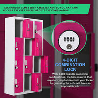 12-Door Locker for Office Gym Shed School Home Storage - 4-Digit Combination Lock