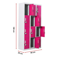 12-Door Locker for Office Gym Shed School Home Storage - 4-Digit Combination Lock