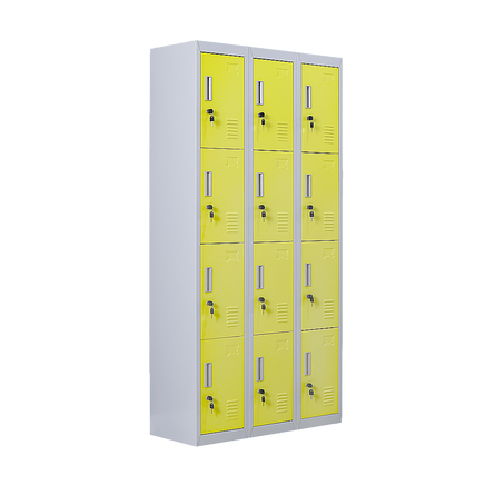 12-Door Locker for Office Gym Shed School Home Storage - Standard Lock with 2 Keys