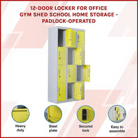 12-Door Locker for Office Gym Shed School Home Storage - Padlock-operated