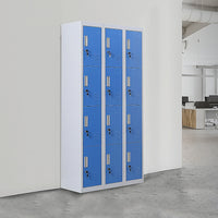 12-Door Locker for Office Gym Shed School Home Storage - Standard Lock with Keys