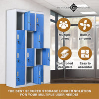 12-Door Locker for Office Gym Shed School Home Storage - Standard Lock with Keys