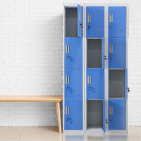 12-Door Locker for Office Gym Shed School Home Storage - Standard Lock with Keys