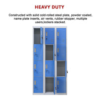 12-Door Locker for Office Gym Shed School Home Storage - Standard Lock with Keys