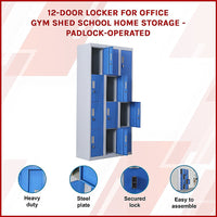 12-Door Locker for Office Gym Shed School Home Storage - Padlock-operated