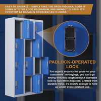 12-Door Locker for Office Gym Shed School Home Storage - Padlock-operated