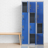 12-Door Locker for Office Gym Shed School Home Storage - Padlock-operated