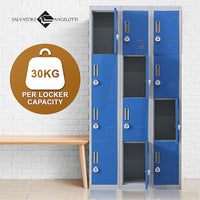 12-Door Locker for Office Gym Shed School Home Storage - 3-Digit Combination Lock