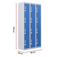 12-Door Locker for Office Gym Shed School Home Storage - 3-Digit Combination Lock