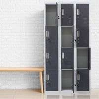 12-Door Locker for Office Gym Shed School Home Storage - Standard Lock with Keys