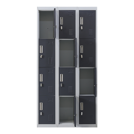 12-Door Locker for Office Gym Shed School Home Storage - Padlock-operated