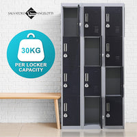 12-Door Locker for Office Gym Shed School Home Storage - 3-Digit Combination Lock