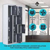 12-Door Locker for Office Gym Shed School Home Storage - 4-Digit Combination Lock