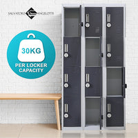 12-Door Locker for Office Gym Shed School Home Storage - 4-Digit Combination Lock