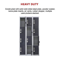 12-Door Locker for Office Gym Shed School Home Storage - 4-Digit Combination Lock