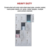 12-Door Locker for Office Gym Shed School Home Storage - Standard Lock with Keys