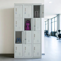 12-Door Locker for Office Gym Shed School Home Storage - Padlock-operated