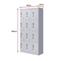 12-Door Locker for Office Gym Shed School Home Storage - Padlock-operated