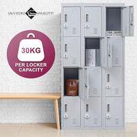 12-Door Locker for Office Gym Shed School Home Storage - 3-Digit Combination Lock