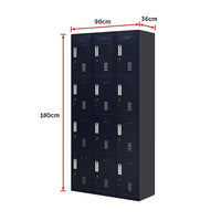 12-Door Locker for Office Gym Shed School Home Storage - Standard Lock with Keys