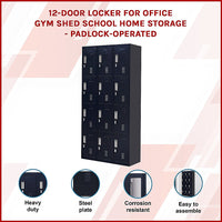 12-Door Locker for Office Gym Shed School Home Storage - Padlock-operated