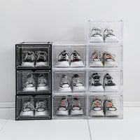 Sneaker Display Case Shoe Storage Organizer Box Stackable Plastic Clear Magnetic