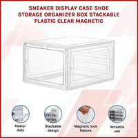 Sneaker Display Case Shoe Storage Organizer Box Stackable Plastic Clear Magnetic