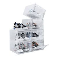 Sneaker Display Case Shoe Storage Organizer Box Stackable Plastic Clear Magnetic