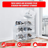 Sneaker Display Case Shoe Storage Organizer Box Stackable Plastic Clear Magnetic