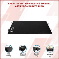 Folding Black Exercise Mat – Gymnastics, Martial Arts, Yoga, Karate & Judo Training