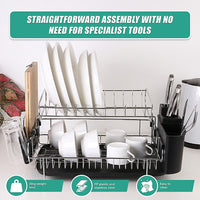 Dish Drying Rack Drainer Cup Plate Holder Cutlery Tray Kitchen Organiser