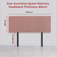 Linen Fabric Queen Bed Deluxe Headboard Bedhead - Pearl Copper Brown