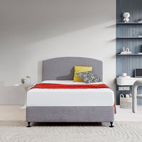 Linen Fabric Double Bed Curved Headboard Bedhead - Slate Ash