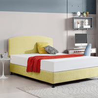 Linen Fabric Queen Bed Curved Headboard Bedhead - Sulfur Yellow