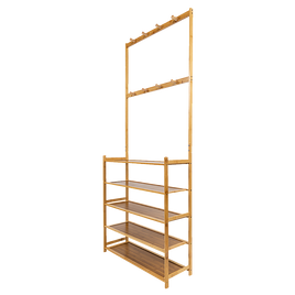 Large Wooden 5 Tiers Hat Coat Stand Clothes Shoe Rack Hanger Hooks Shelf Storage